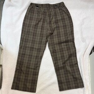 SHEIN Men's Tan Checkered Dress Pants